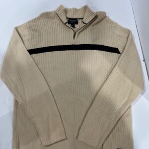 American Eagle Outfitters Cream w/Navy Stripe, Pull Over Sweater, Size XL, 1/4 Z